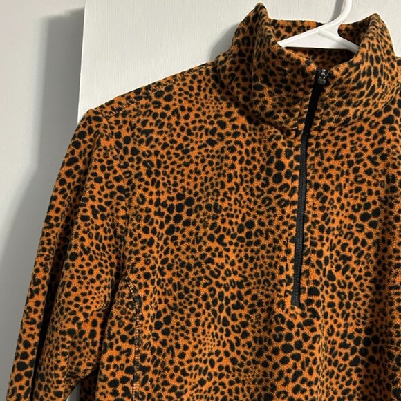 Lands' End Animal Print 1/4 Zip Fleece Pull-over Women's Size S - Picture 4 of 10
